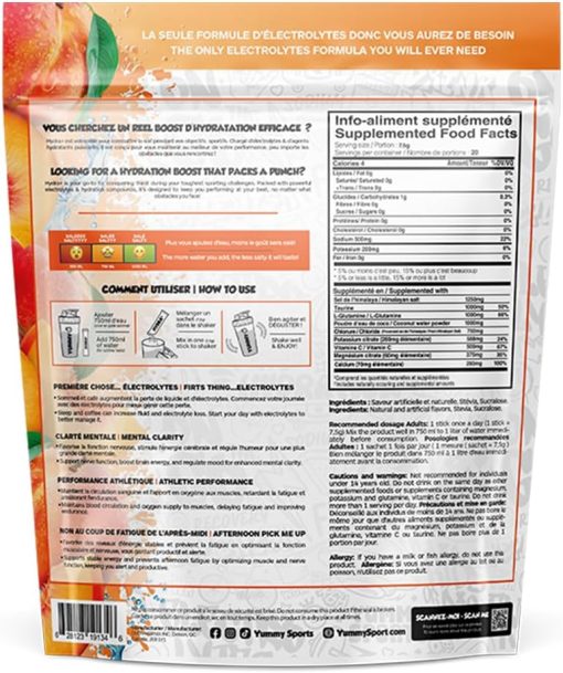 Électrolytes Hydra + Pêche (sac de 20 sachets) – Image 4