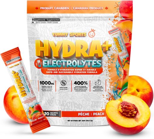Électrolytes Hydra + Pêche (sac de 20 sachets)