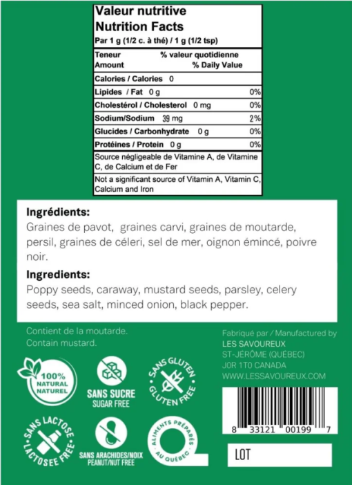 Salade de chou - Assaisonnements Les Savoureux 50 g – Image 2