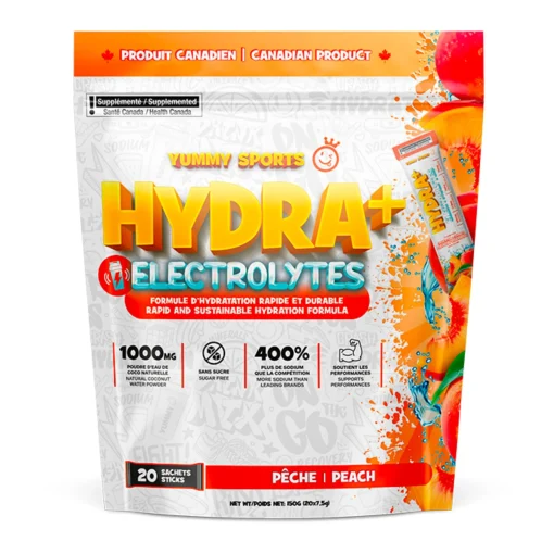 Électrolytes Hydra + Pêche (sac de 20 sachets) – Image 2