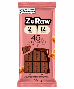 Chocolat protéiné au lait amandes - ZoRaw (52 g)