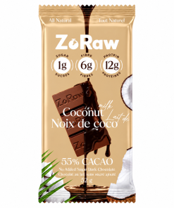 Chocolat protéiné au lait noix de coco - ZoRaw (52 g)